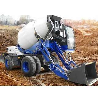 Xe trộn bê tông tự nạp di động 2m³