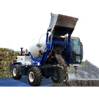 Xe trộn bê tông tự nạp di động 1,5m³